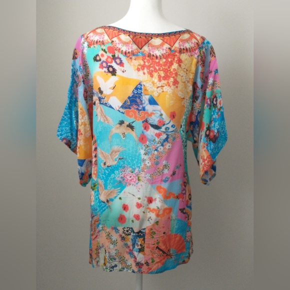 Gorgeous artsy silk crane blouse by Shana M - Picture 5 of 8